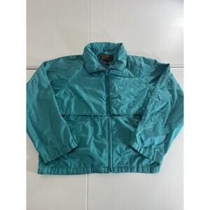 Vintage Eddie Bauer Jacket Mens XL Blue Teal Windbreaker Full Zip Vented Outdoor